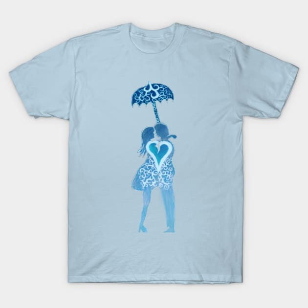 Lovers in the Rain (lesbian) T-Shirt by njgaron